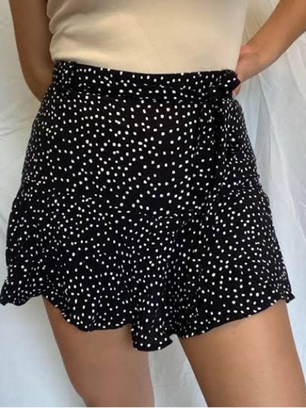 Zara Black and White Polka Dot Skort